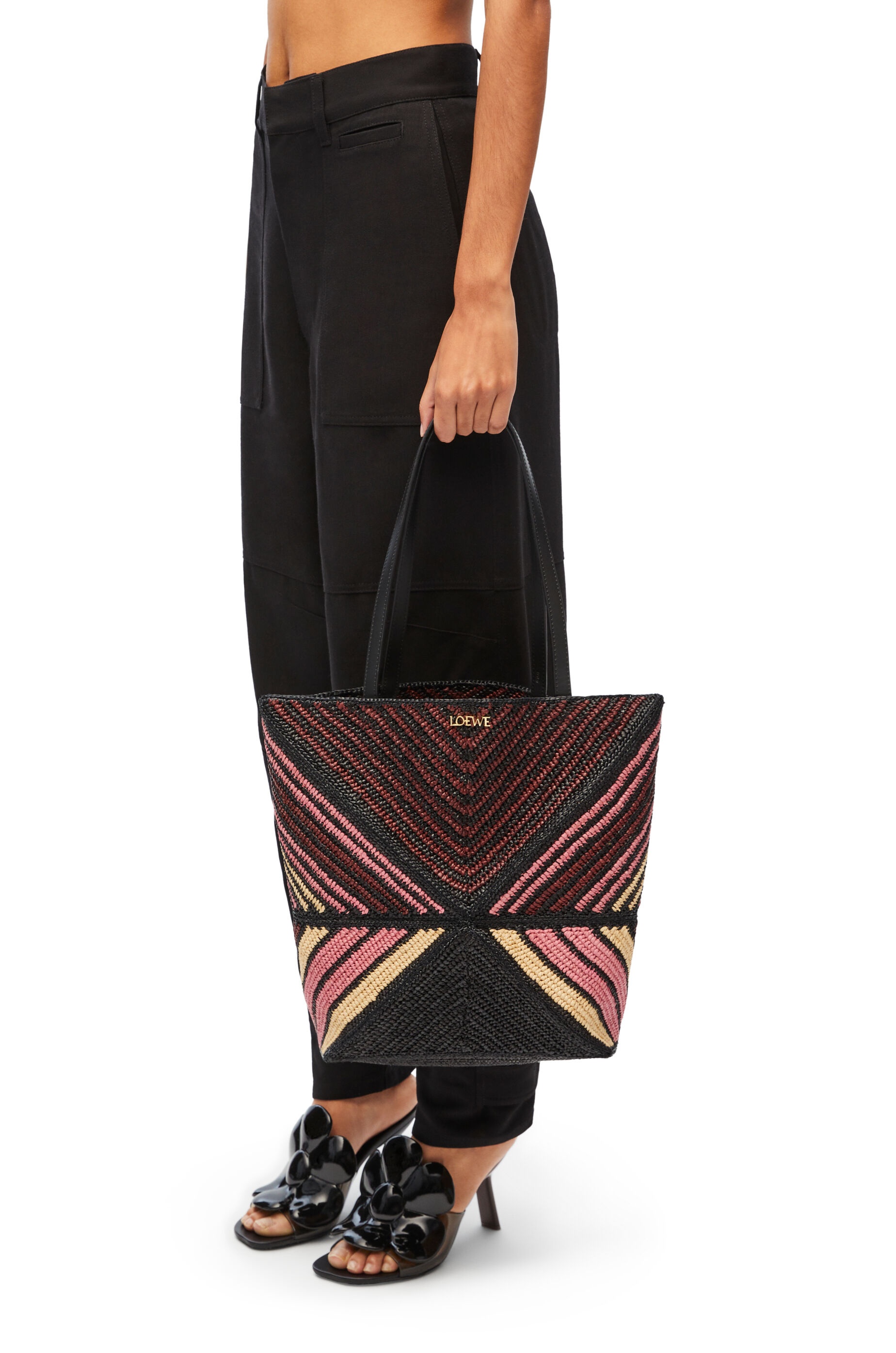 Puzzle Fold Tote in raffia - 2