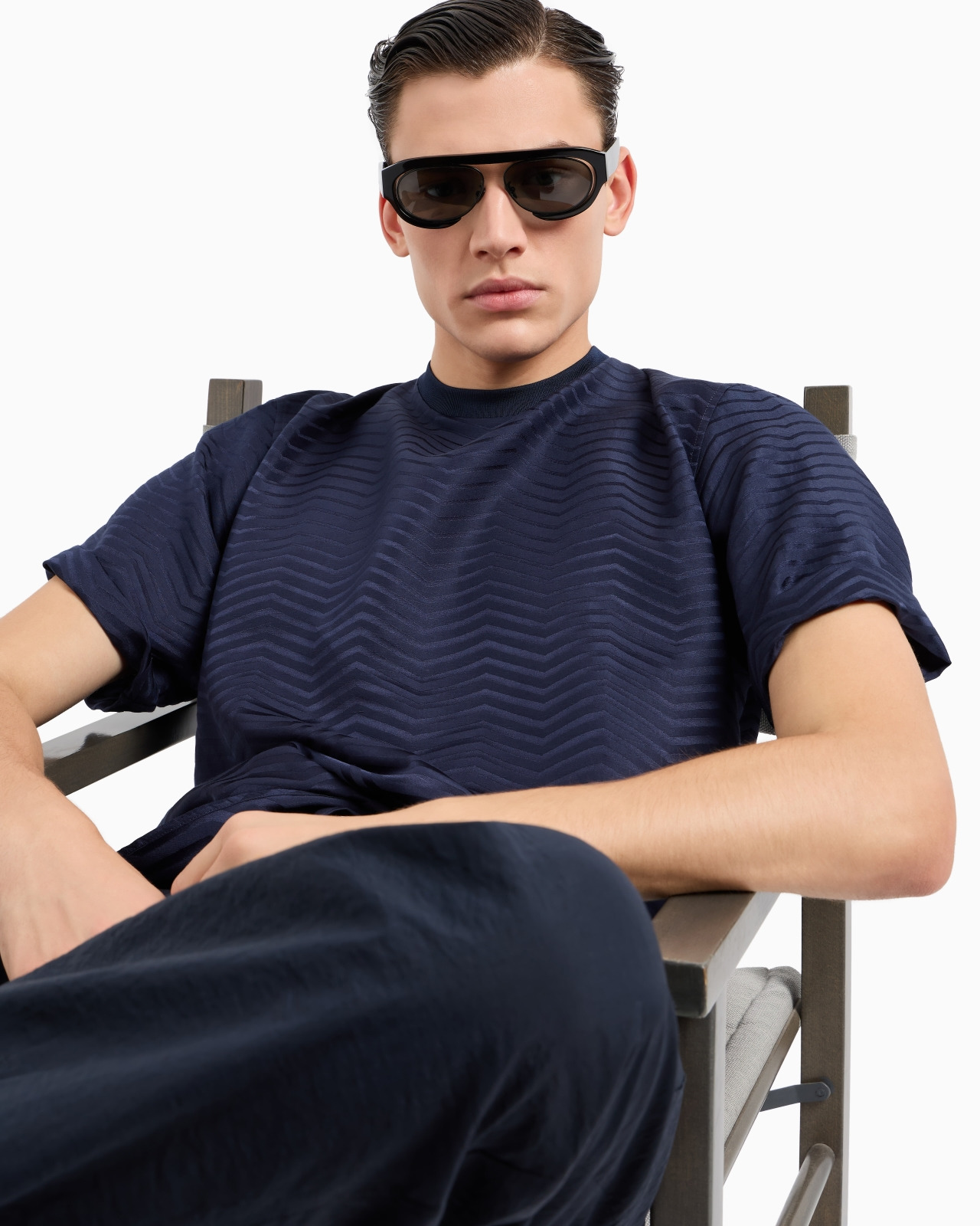 T-SHIRT SHIRT IN GRADIENT CHEVRON JACQUARD SILK AND VISCOSE - 6