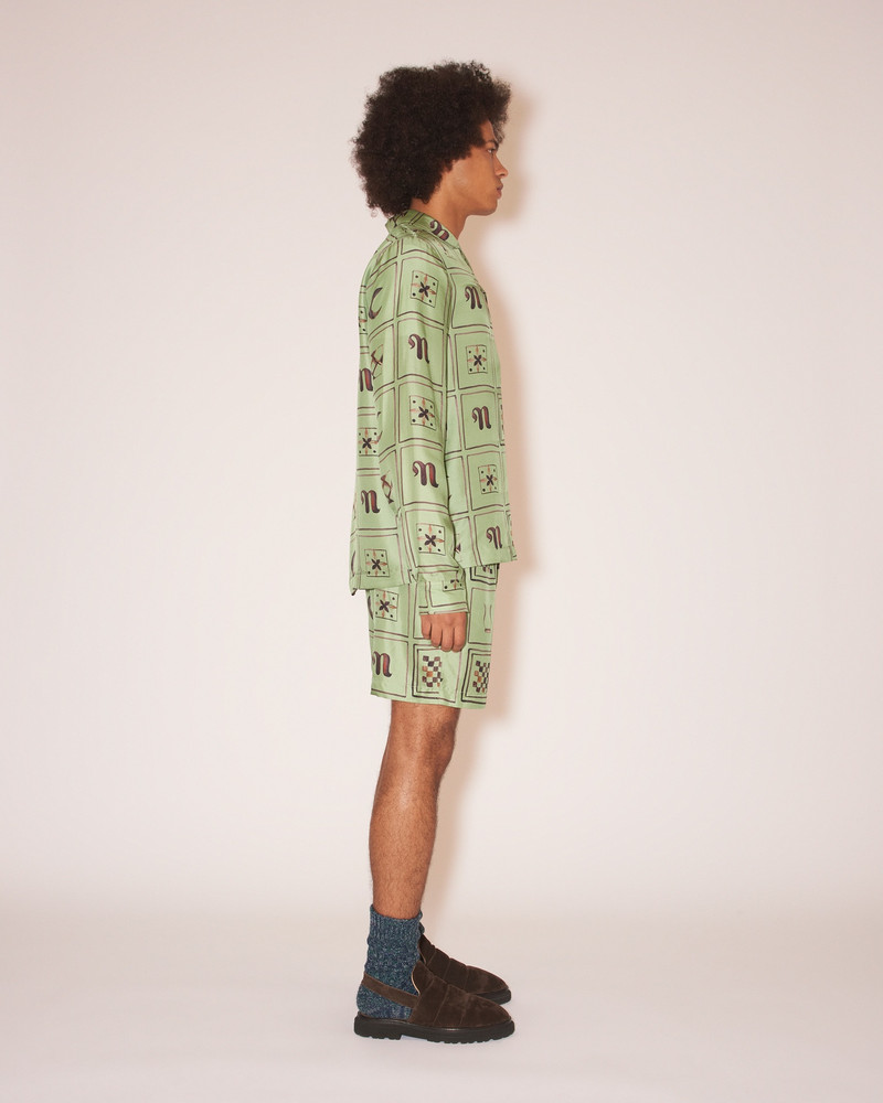 DOXXI - Twill silk shorts - Green Totem 3