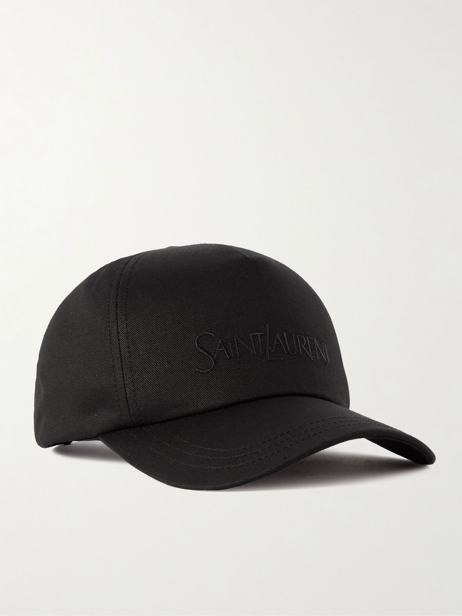 Embroidered cotton and linen-blend gabardine baseball cap Black - 1