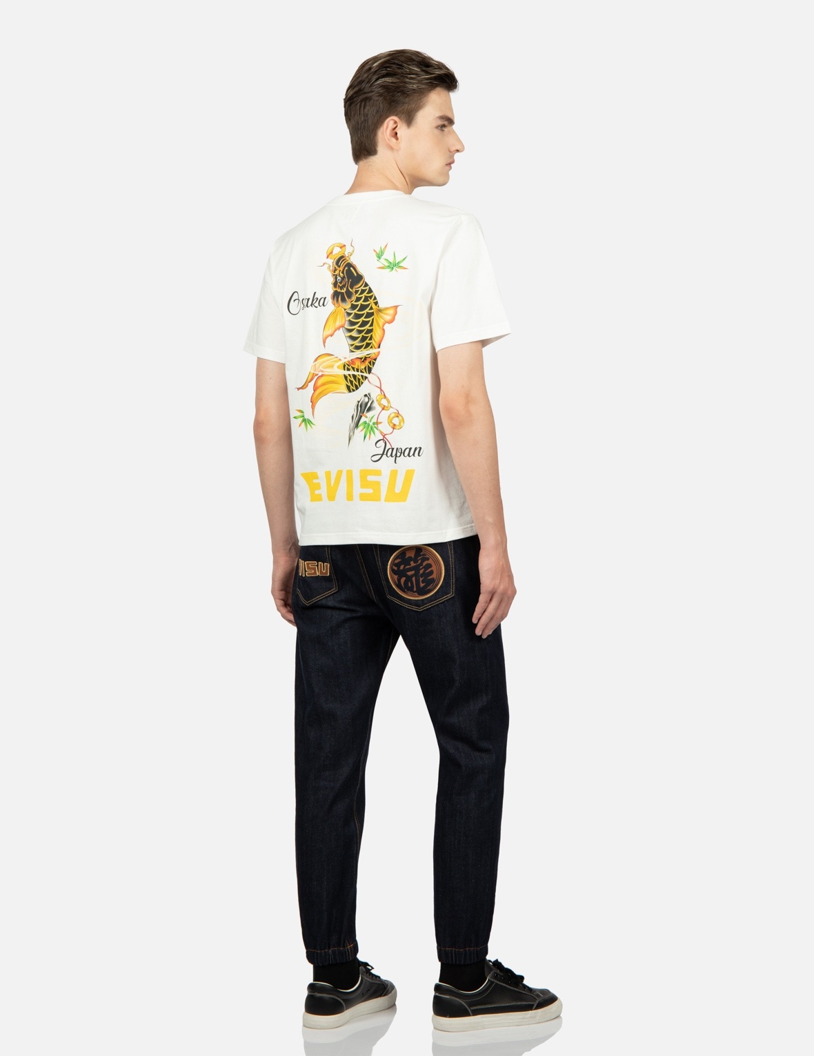LOGO AND KANJI APPLIQUÉ DENIM JOGGER PANTS - 3