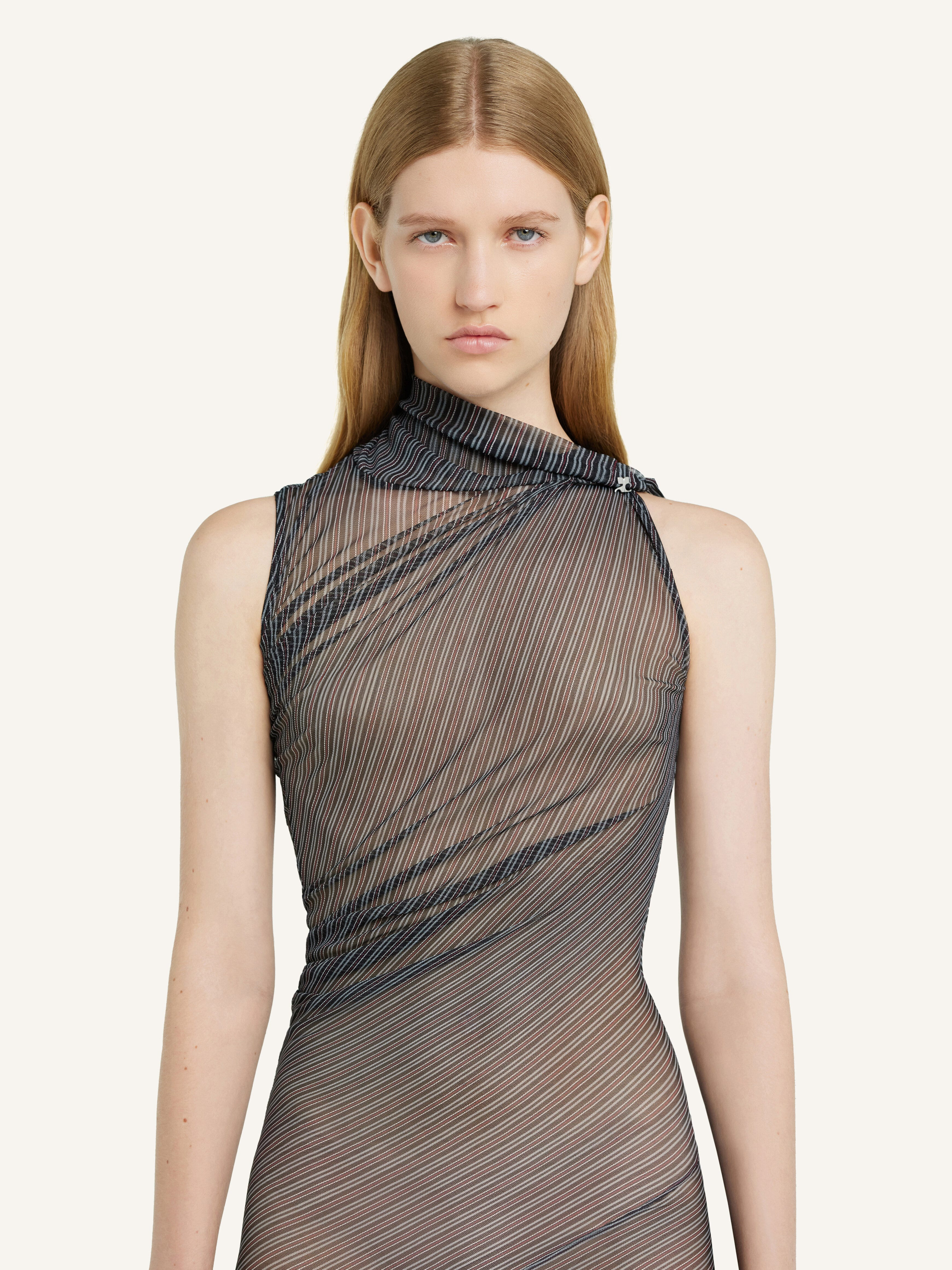 DRAPED MESH DRESS - 5