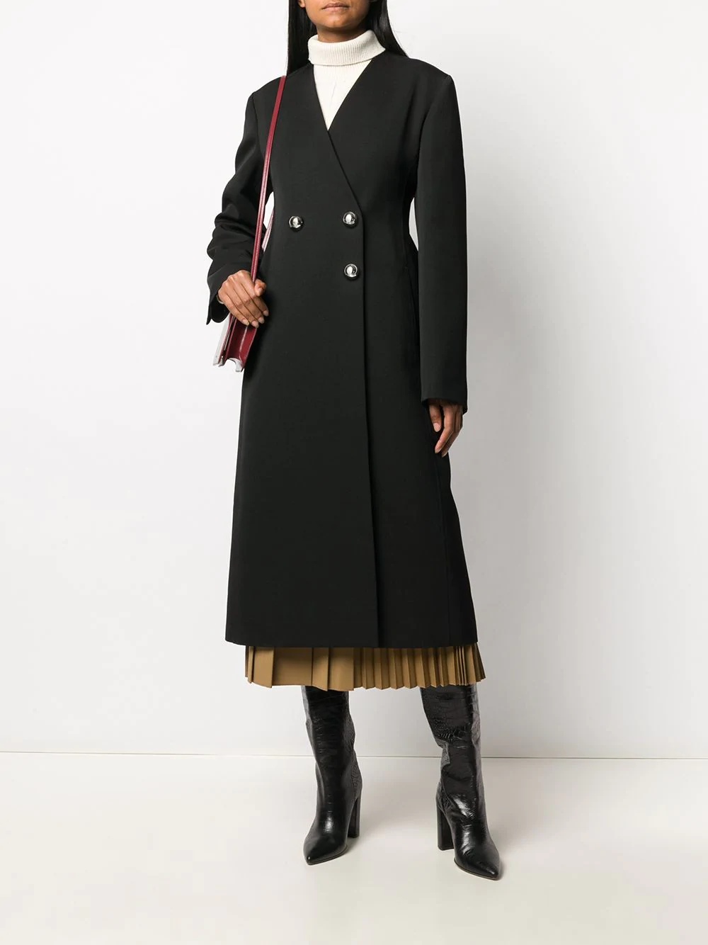 double-breasted mid-length coat - 2