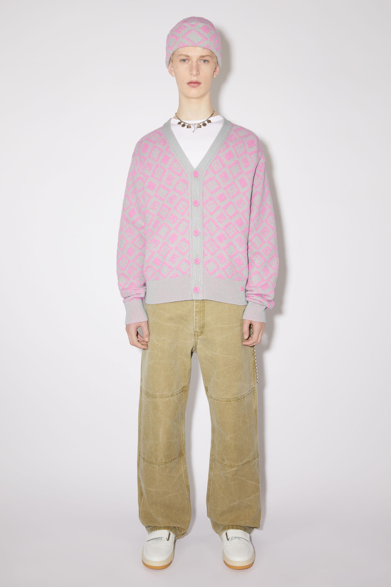 Acne Studios Face tiles cardigan - Bubble pink/spring green outlook