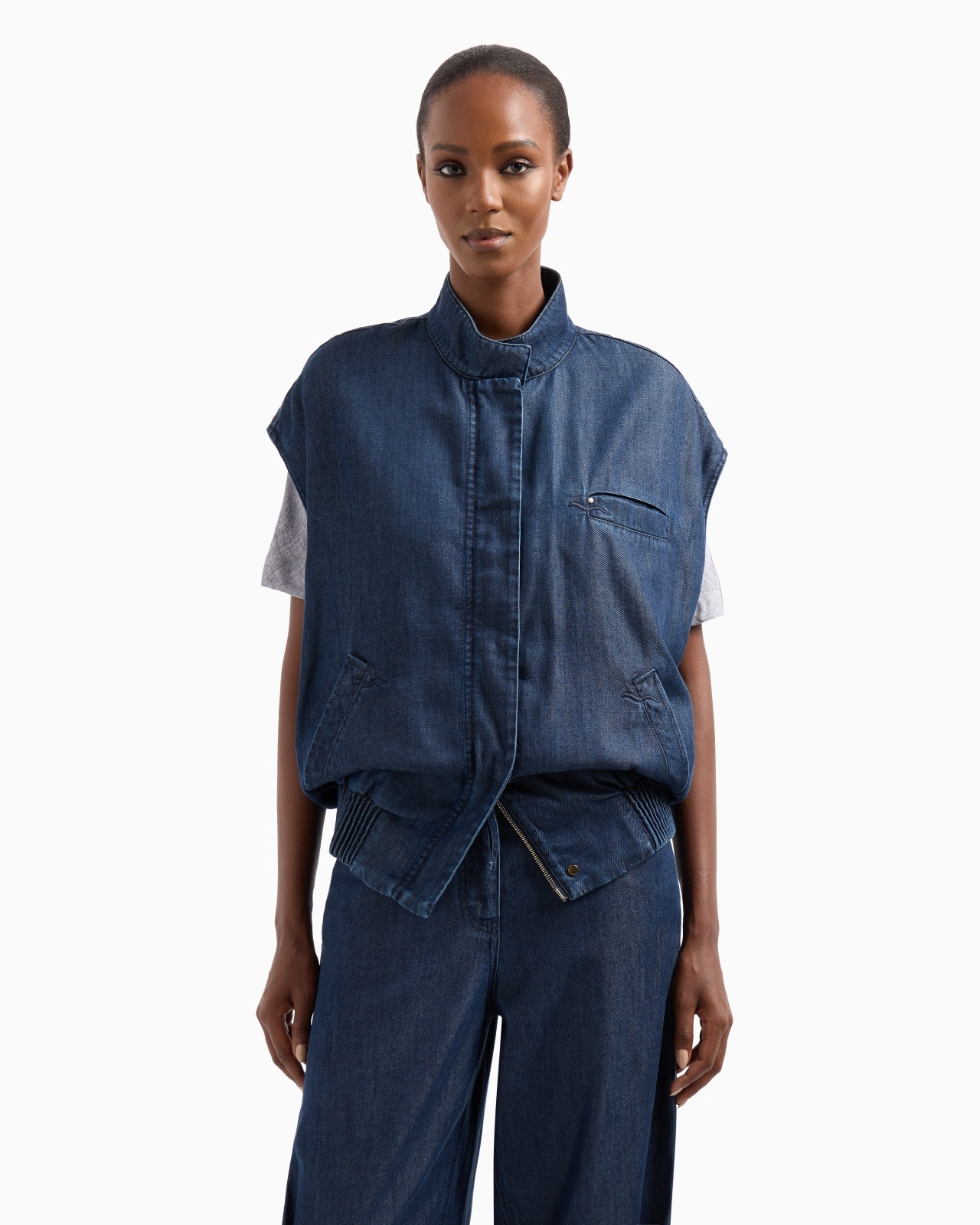 DENIM COLLECTION LYOCELL SLEEVELESS BLOUSON - 4