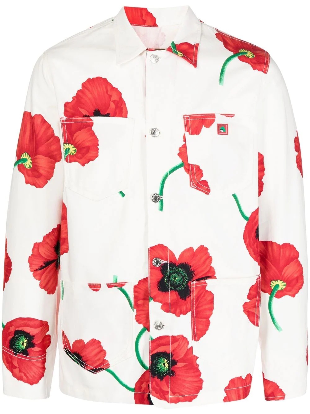 floral-print overshirt - 1