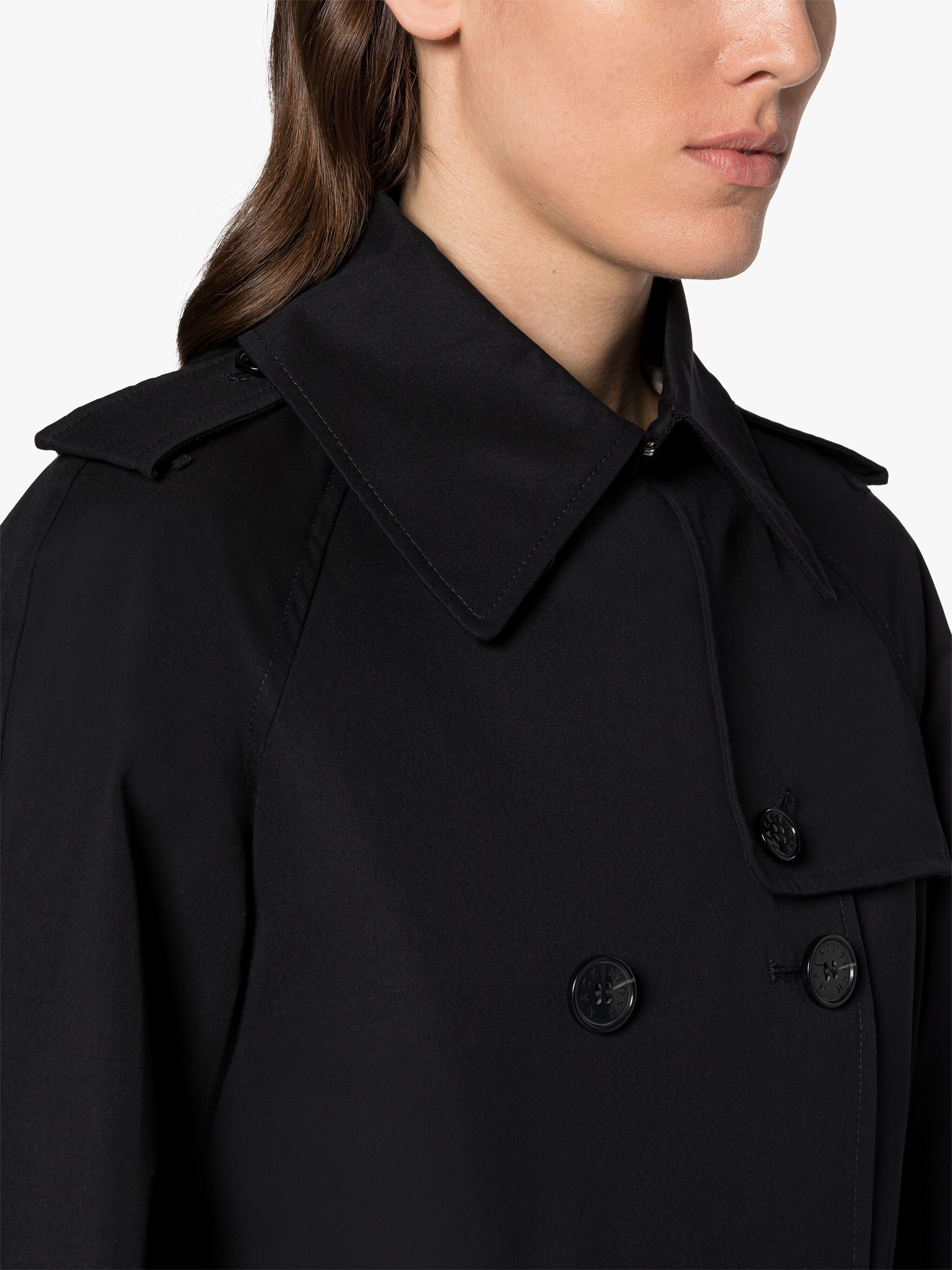 MUIE BLACK COTTON SHORT TRENCH COAT - 5