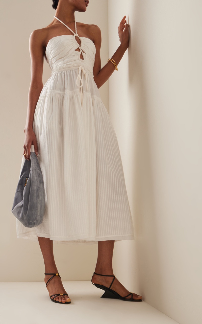 ULLA JOHNSON Emmaline Cotton Midi Halter Dress white outlook