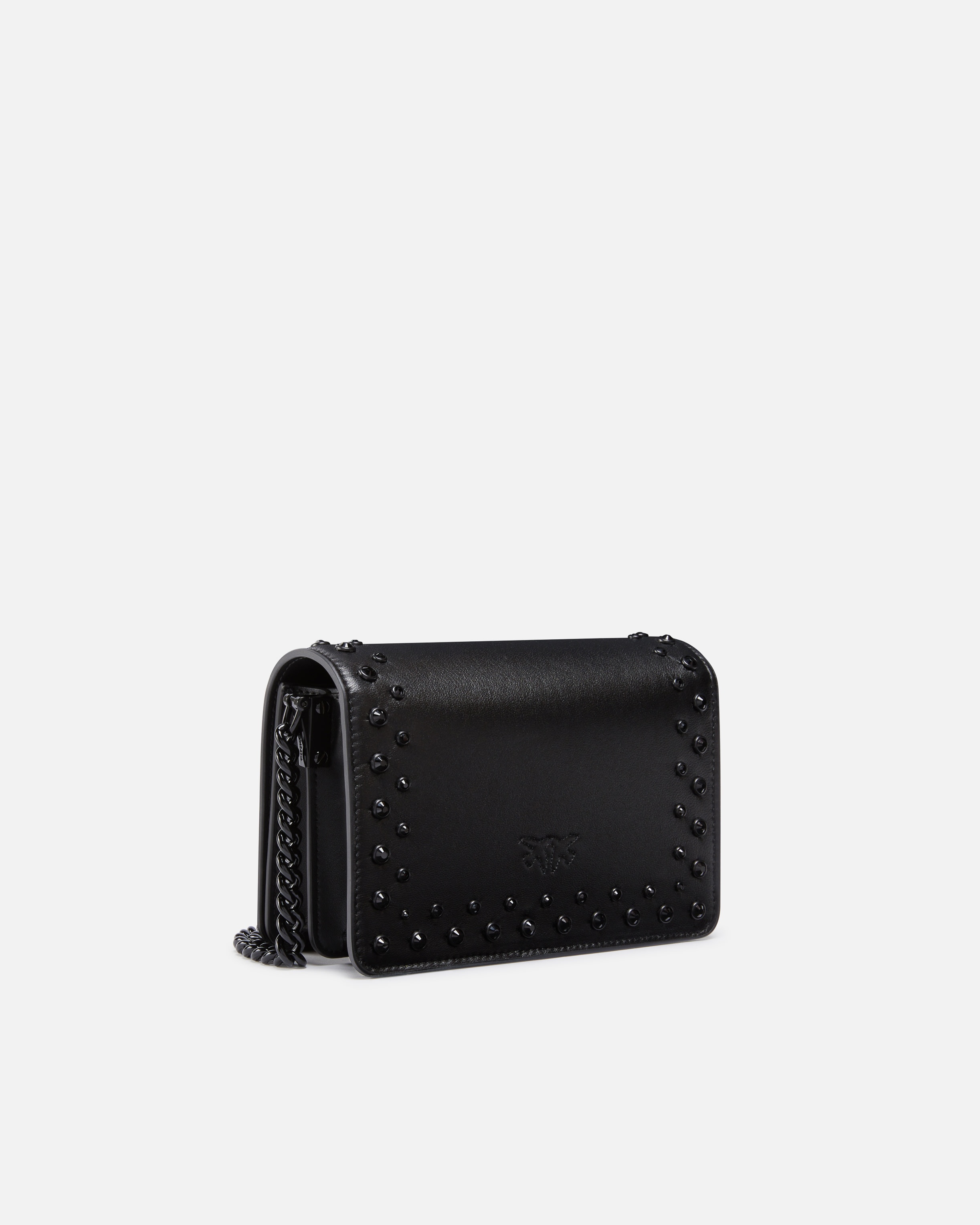 LOVE BAG SMALL LAMINATED CROSSBODY BAG WITH RHINESTONES - 2
