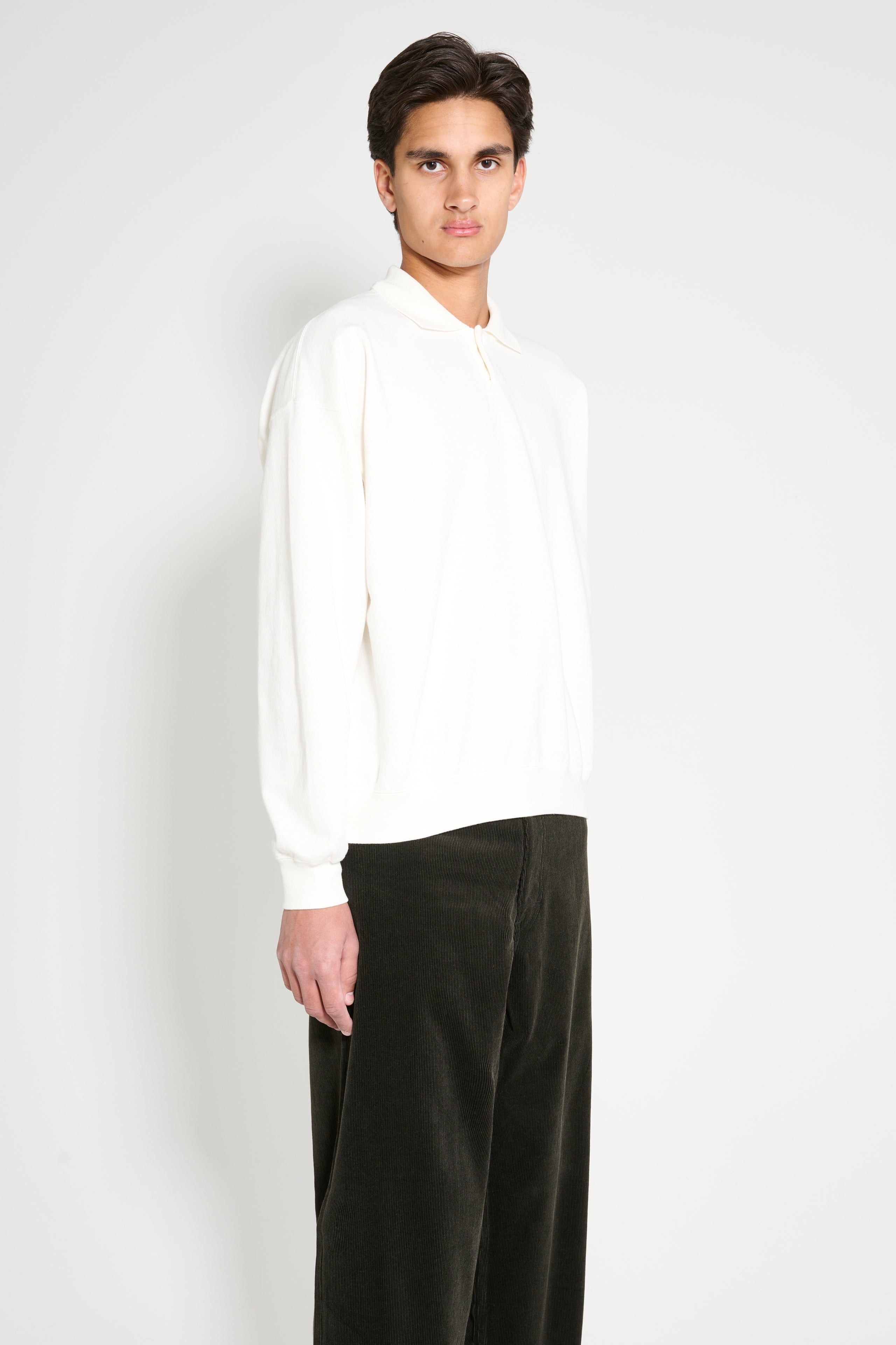 AURALEE AURALEE PIMA LIGHT SWEAT POLO WHITE | tresbien