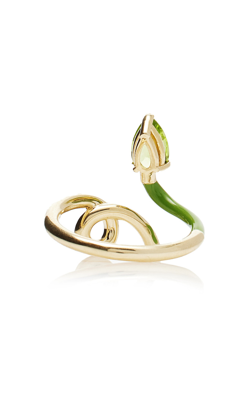 Half 9K Peridot, And Enamel Ring green 5