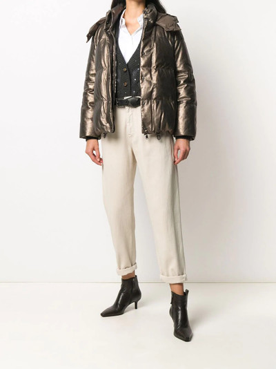 Brunello Cucinelli metallic sheen puffer jacket outlook