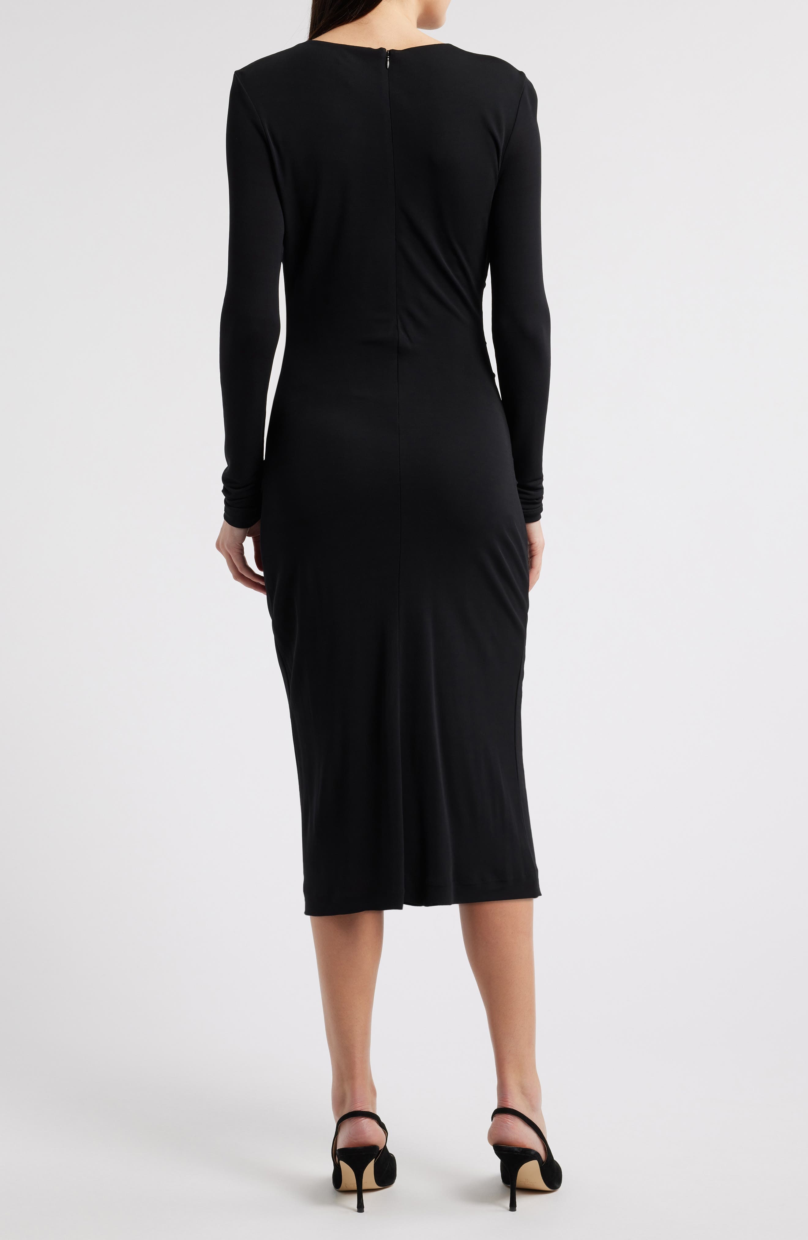 BOSS Eden Long Sleeve Body-Con Midi Dress in Black at Nordstrom - 2
