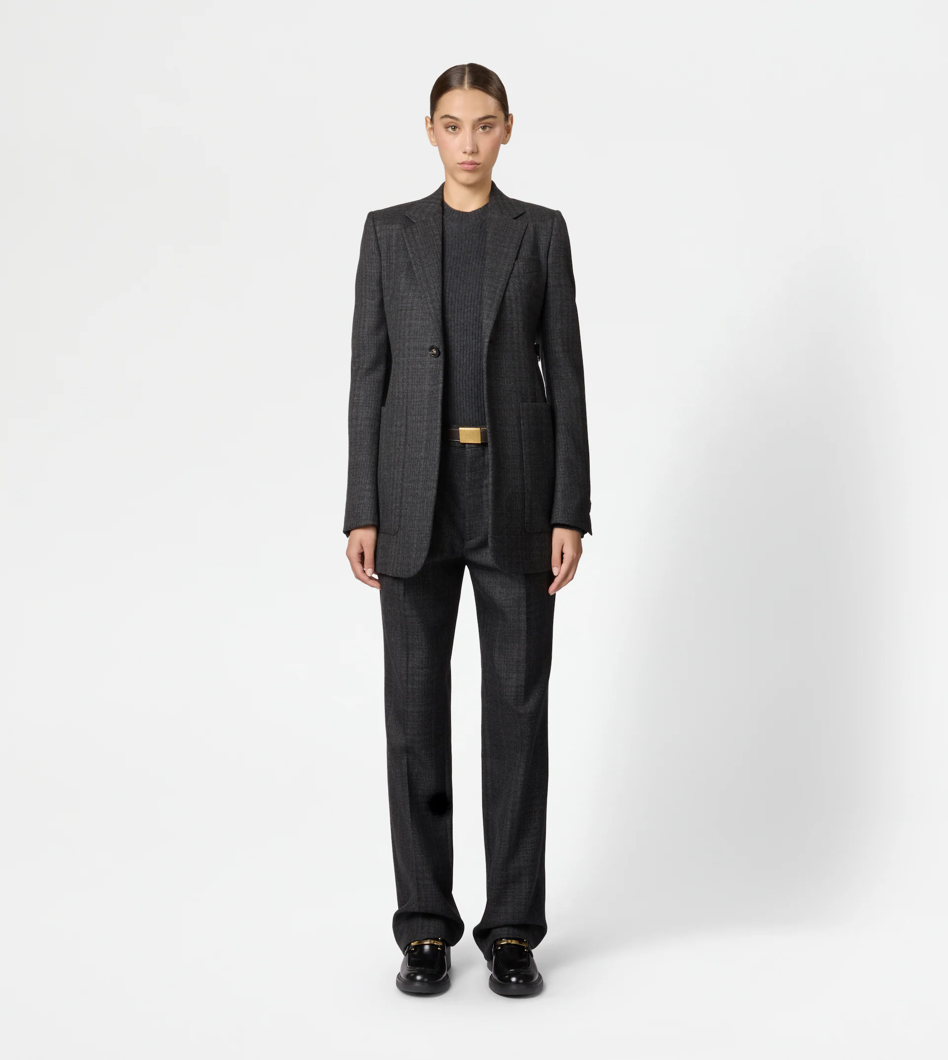 BLAZER IN CHECKS WOOL - GREY, BLACK, WHITE - 2