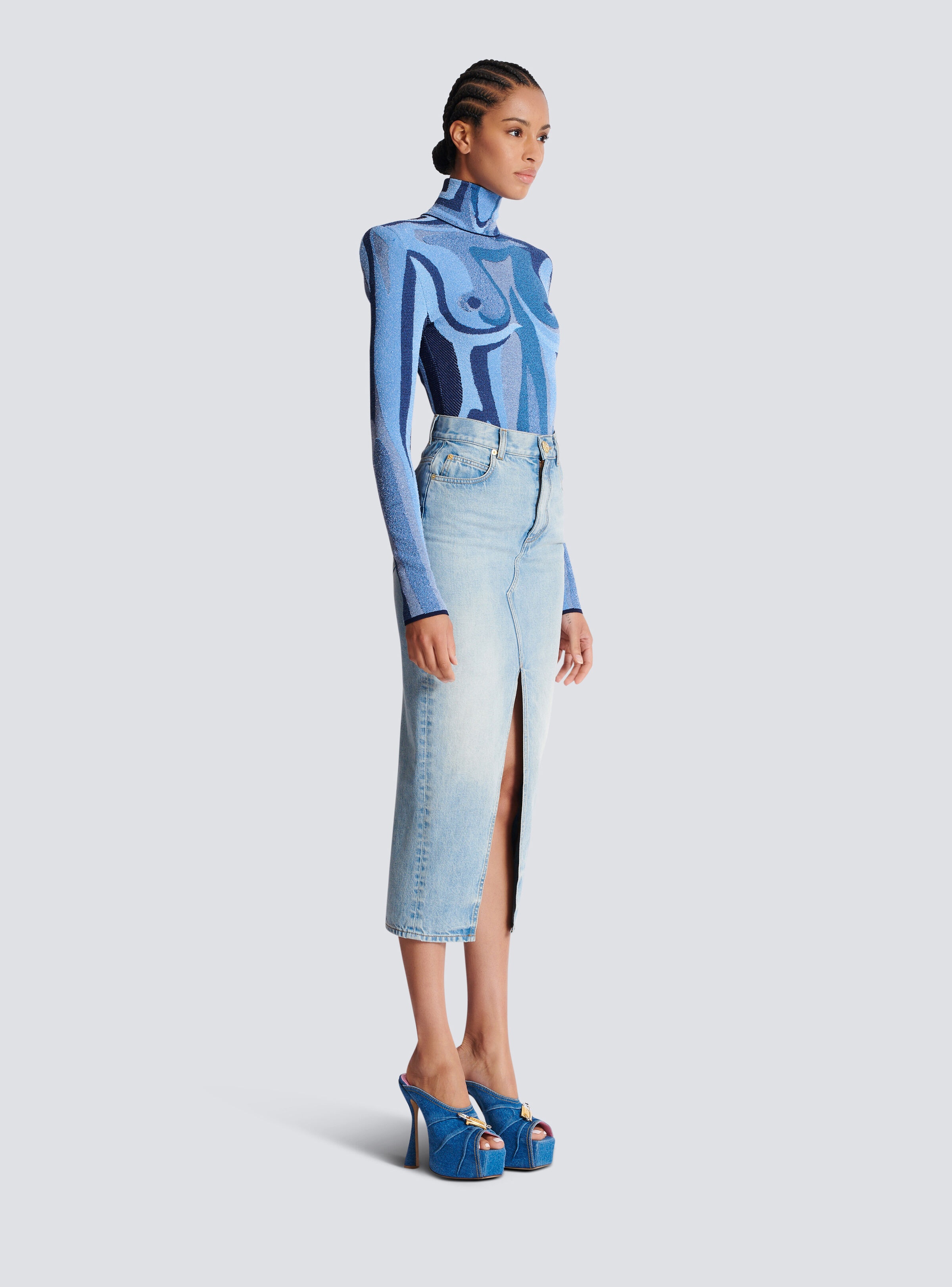Denim midi skirt - 3