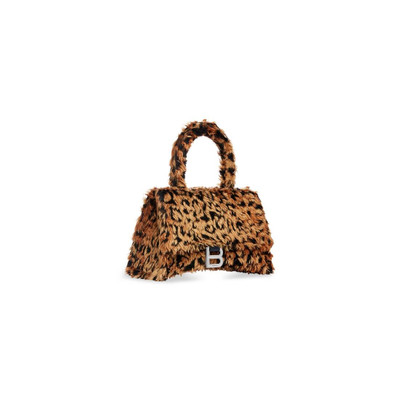 BALENCIAGA Women's Hourglass Small Handbag With Strap With Leopard Print in Beige outlook