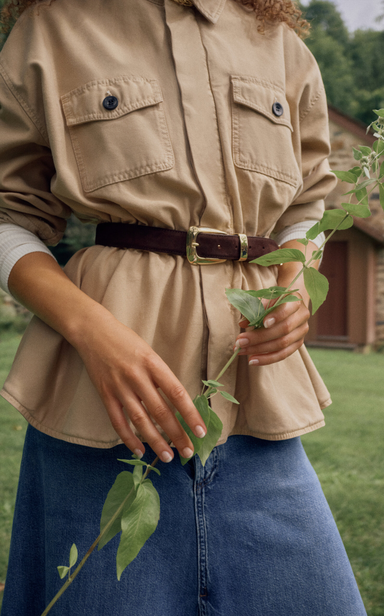 x Bloom Farm Exclusive Cinched Cotton Utility Jacket tan - 3