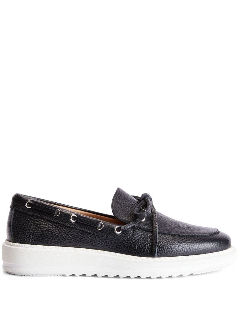Alfred grained-leather boat shoes 1