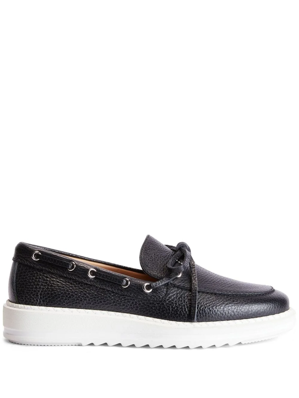 Alfred grained-leather boat shoes - 1