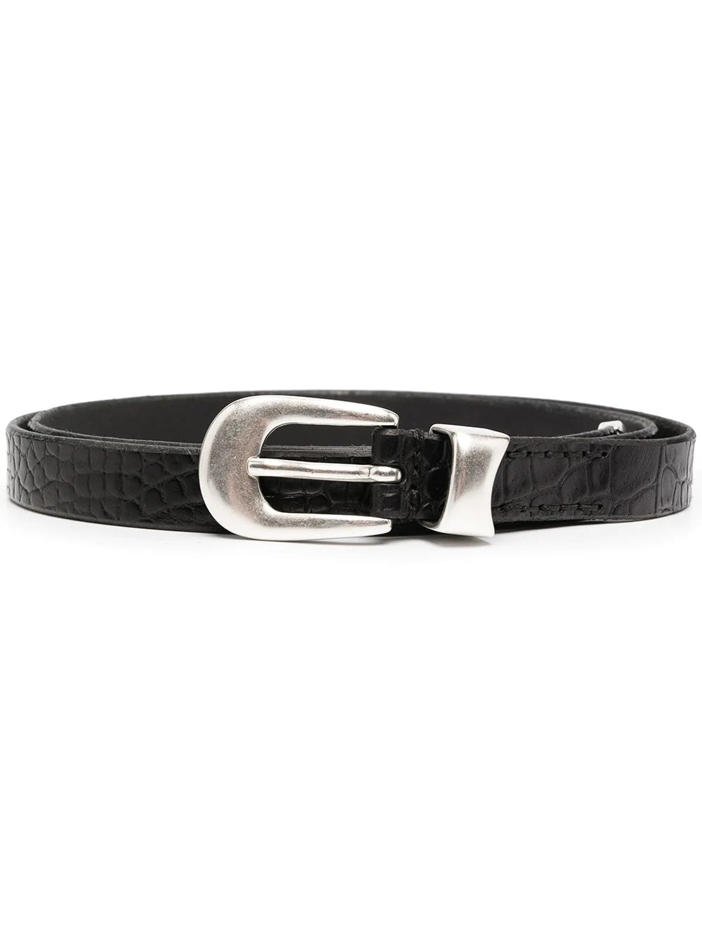 crocodile-effect leather belt - 1