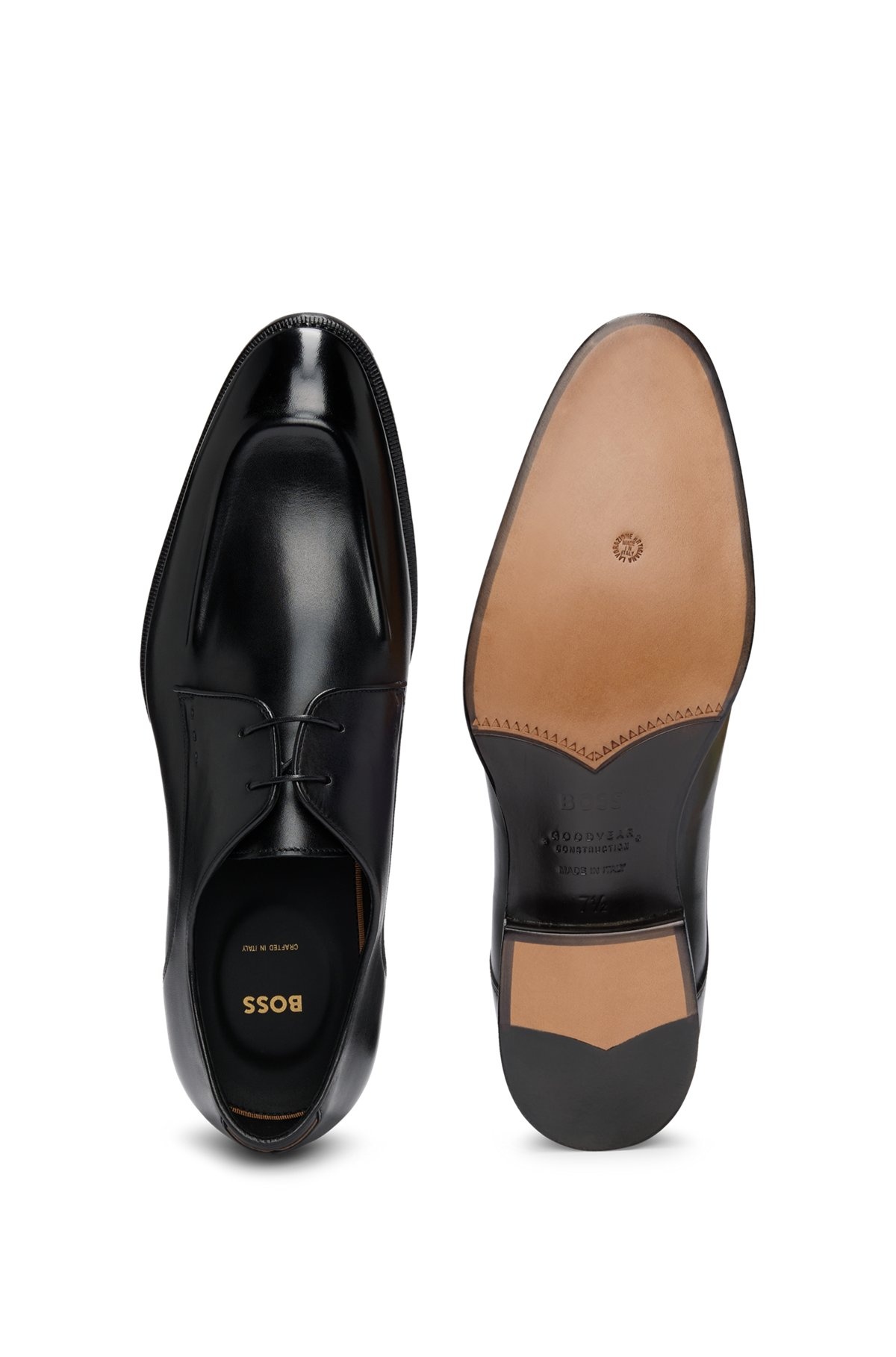 APRON-TOE DERBY SHOES IN LEATHER WITH HEEL DETAIL - 4