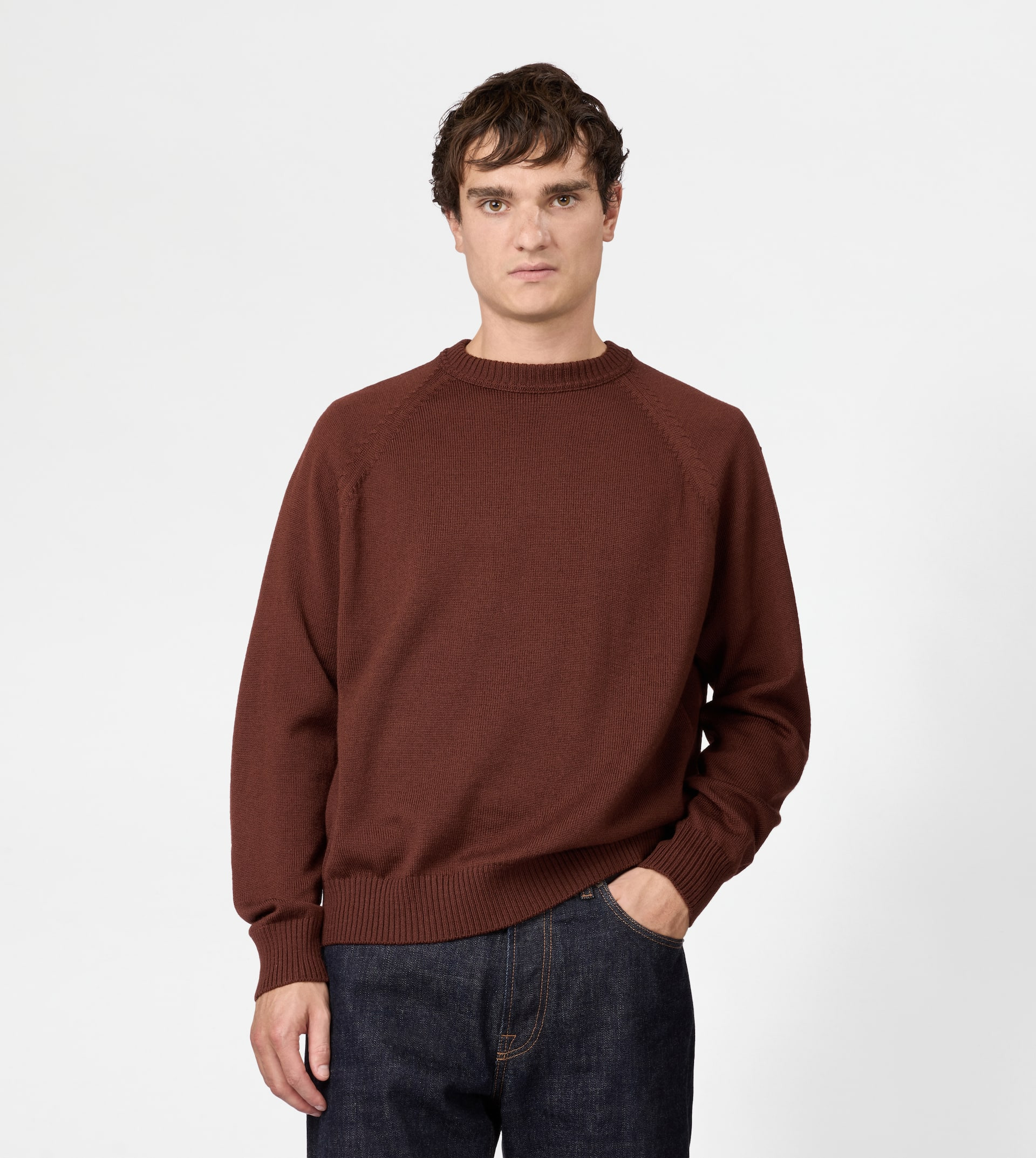 ROUND-NECK PULLOVER IN MERINO WOOL - BEIGE - 2
