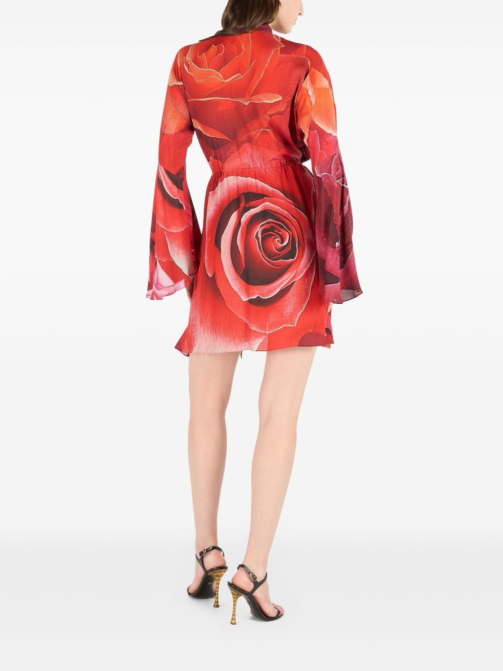 rose-print mini dress - 4