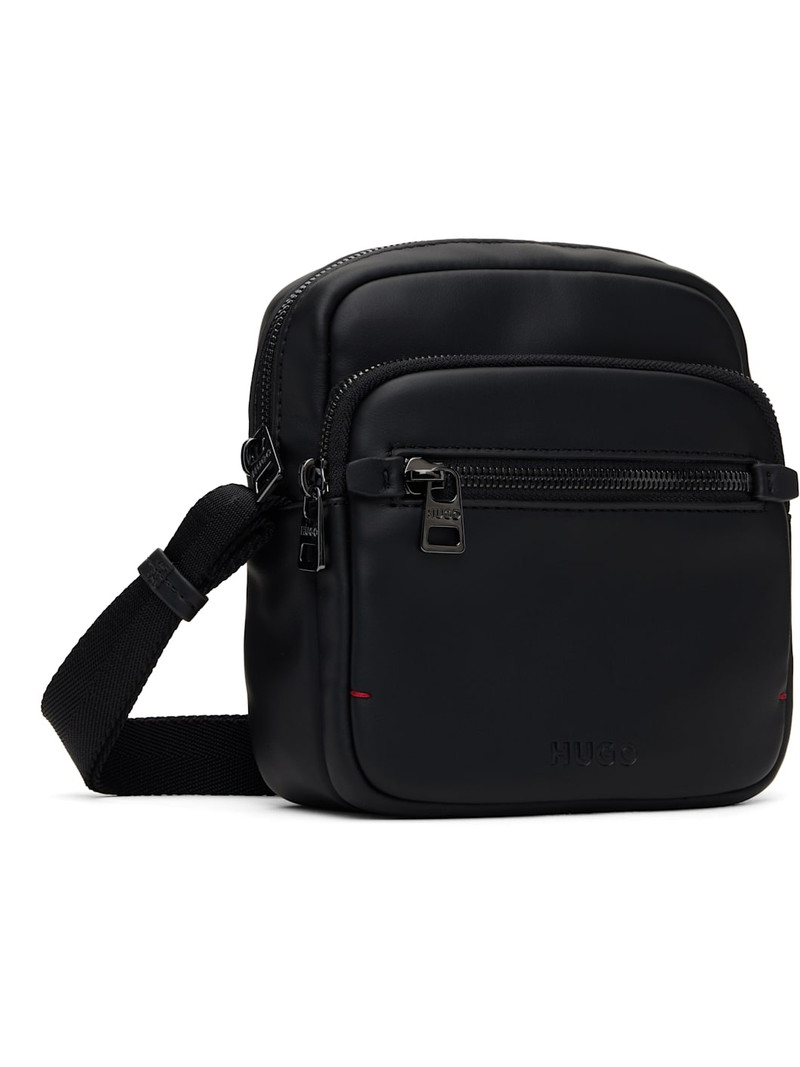 HUGO Black Faux-Leather Reporter Bag outlook