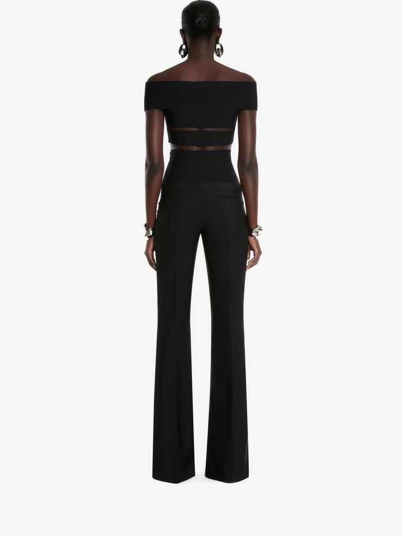 Women's Low-waisted Tailored Trousers in Black - 4