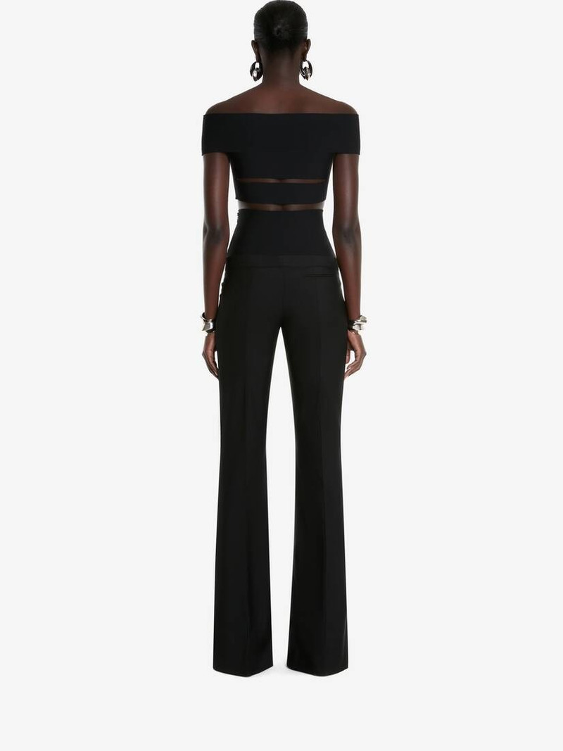 Women's Low-waisted Tailored Trousers in Black 4