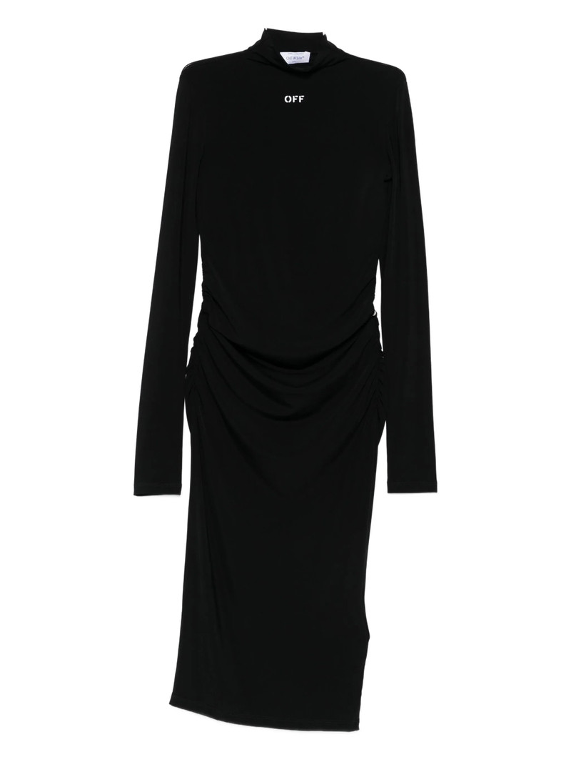 Off-white Off Stamp High-neck Ruched Dress 1
