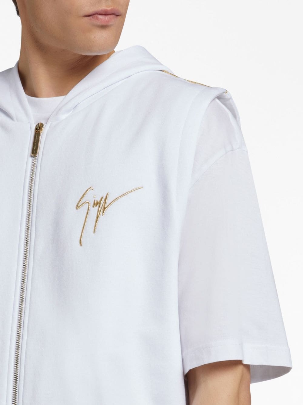 embroidered hooded vest - 4