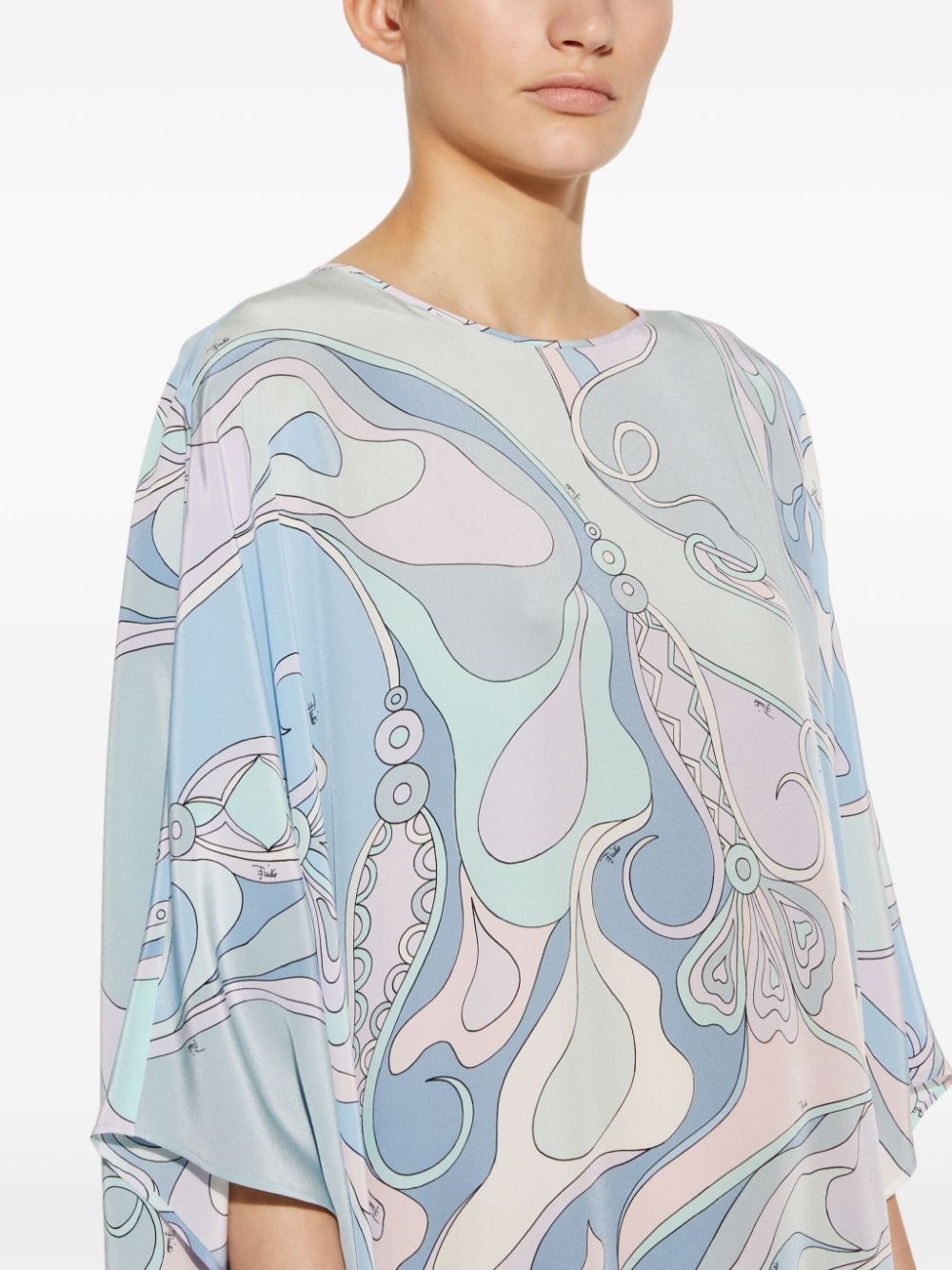 Orchidee-print silk kaftan - 5