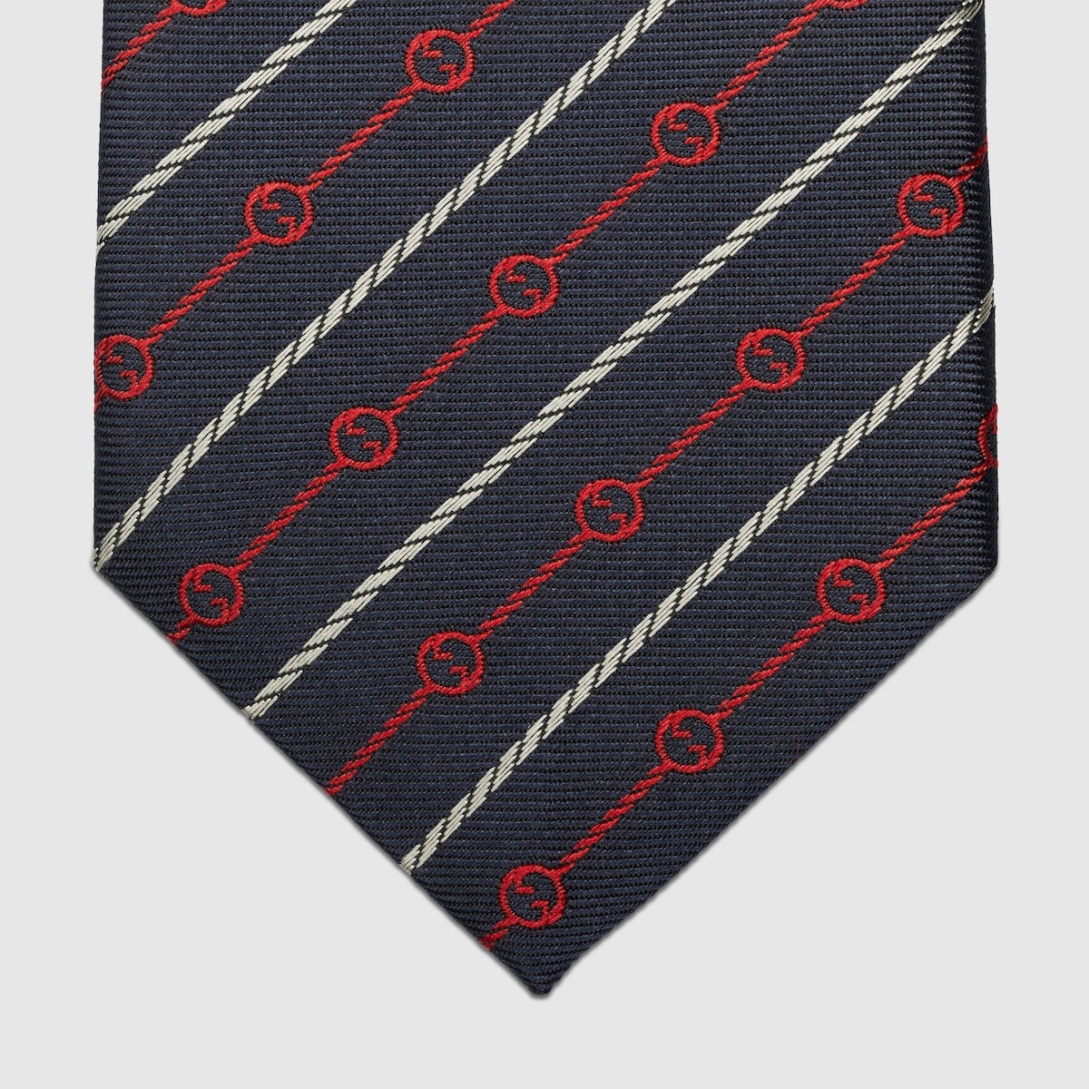 Round Interlocking G rope silk tie - 4