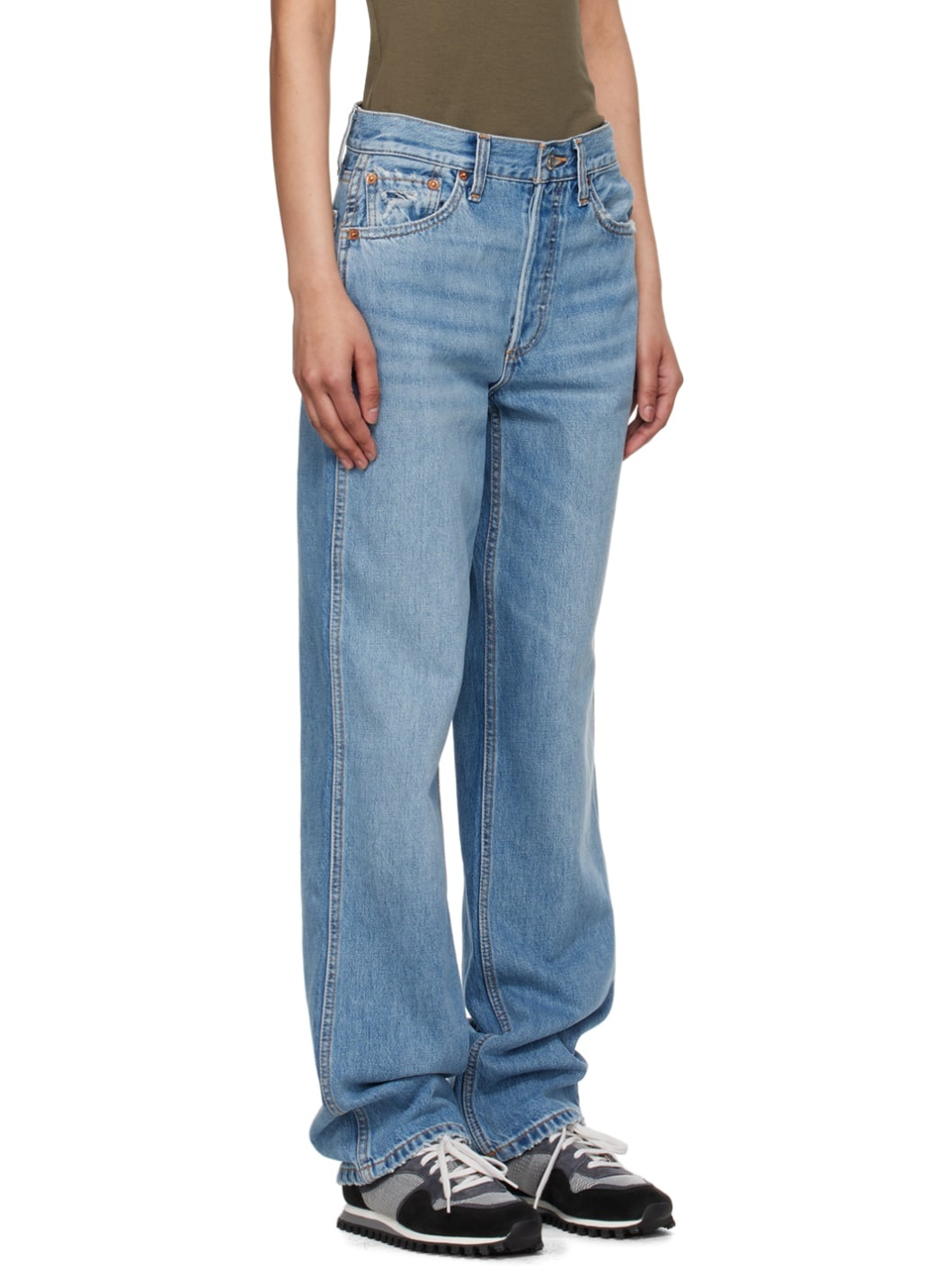 Blue 90s High Rise Loose Jeans - 2