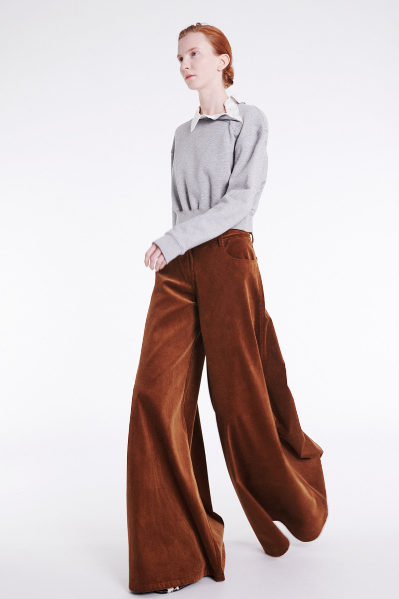 CORD WIDE LEG JEAN TROUSERS TAN 3