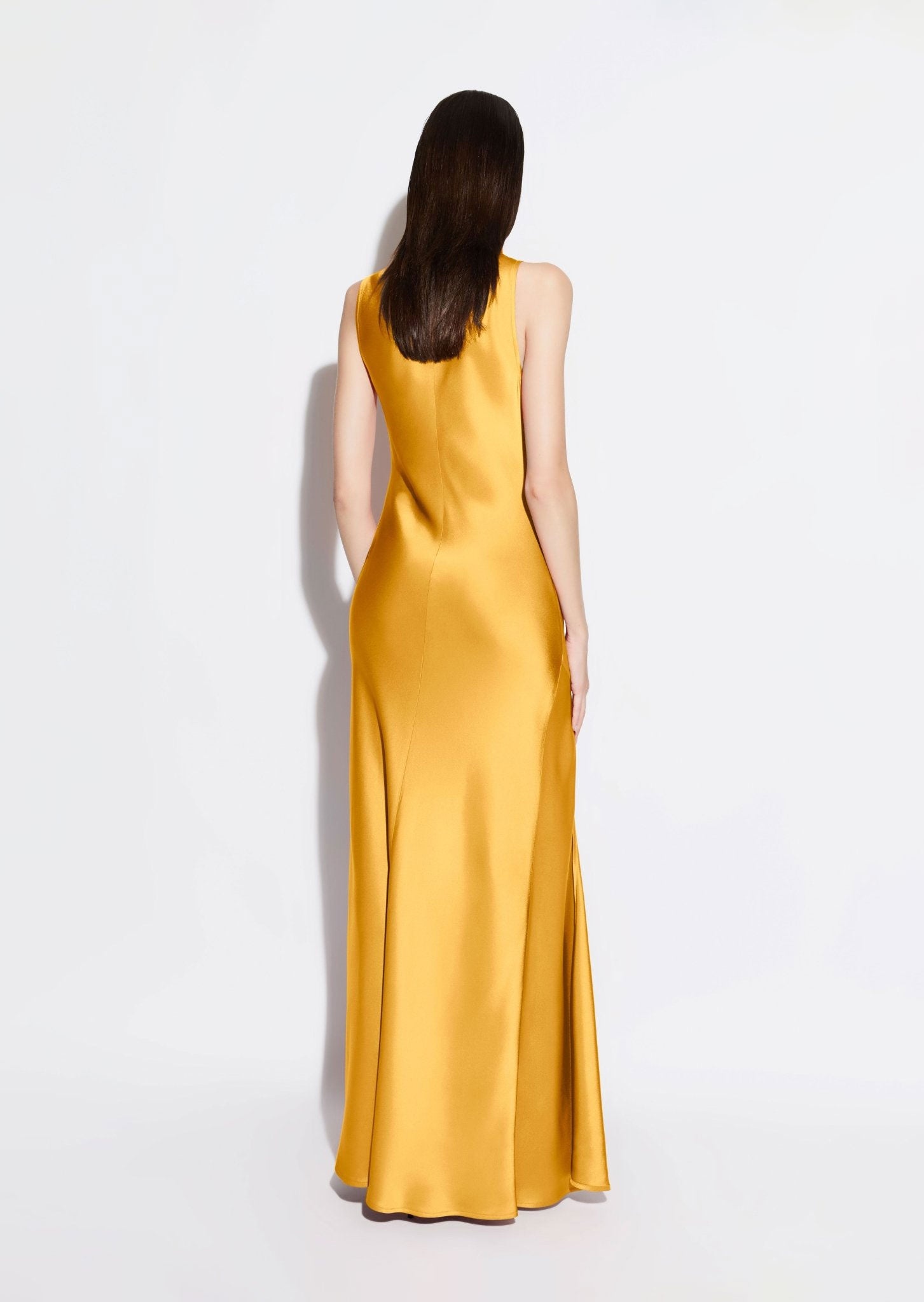Satin Drape Neck Sleeveless Dress - 3