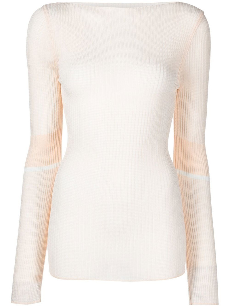 ribbed knit boat-neck knitted top 1