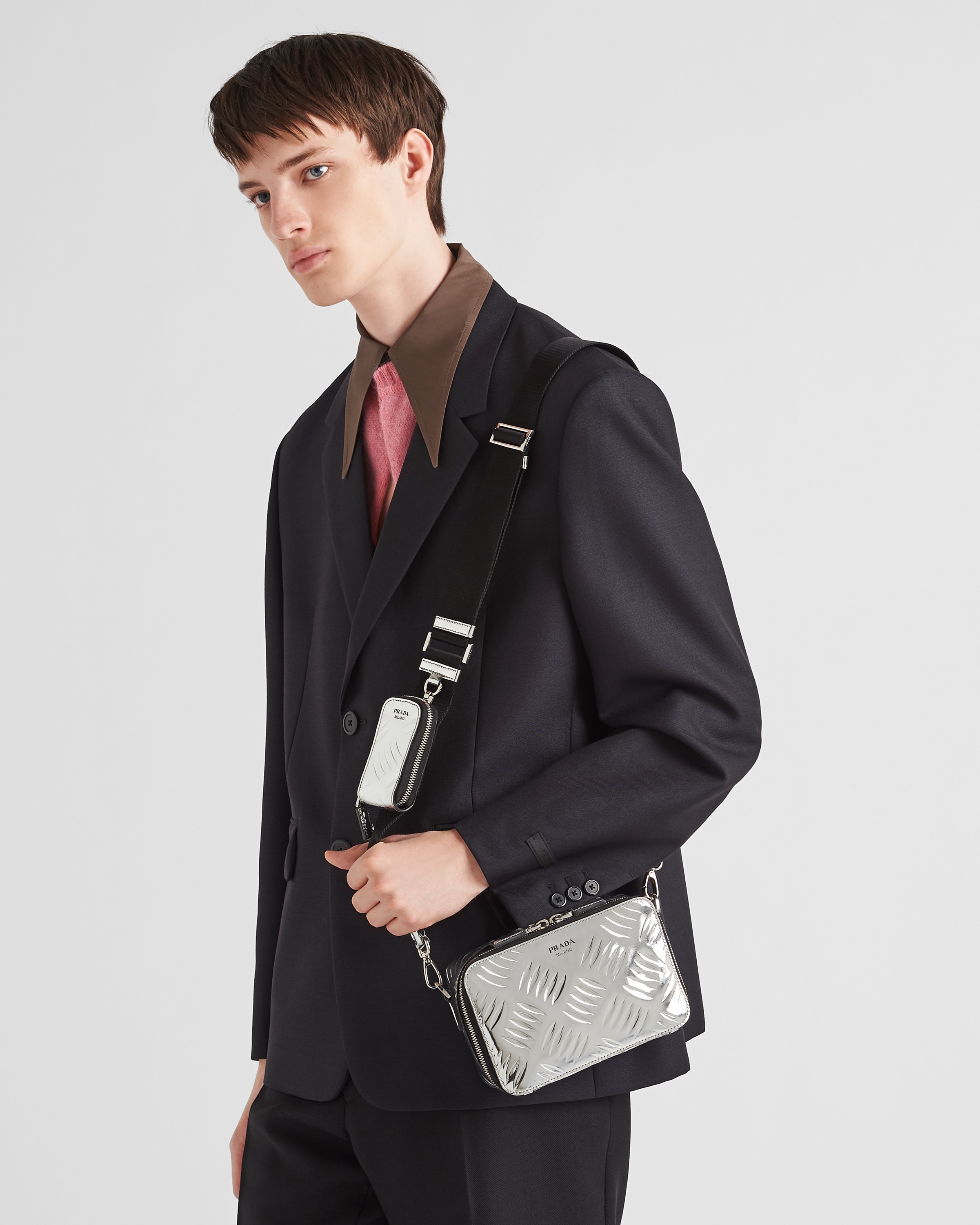 Prada Brique brushed leather bag with embossed motif - 2