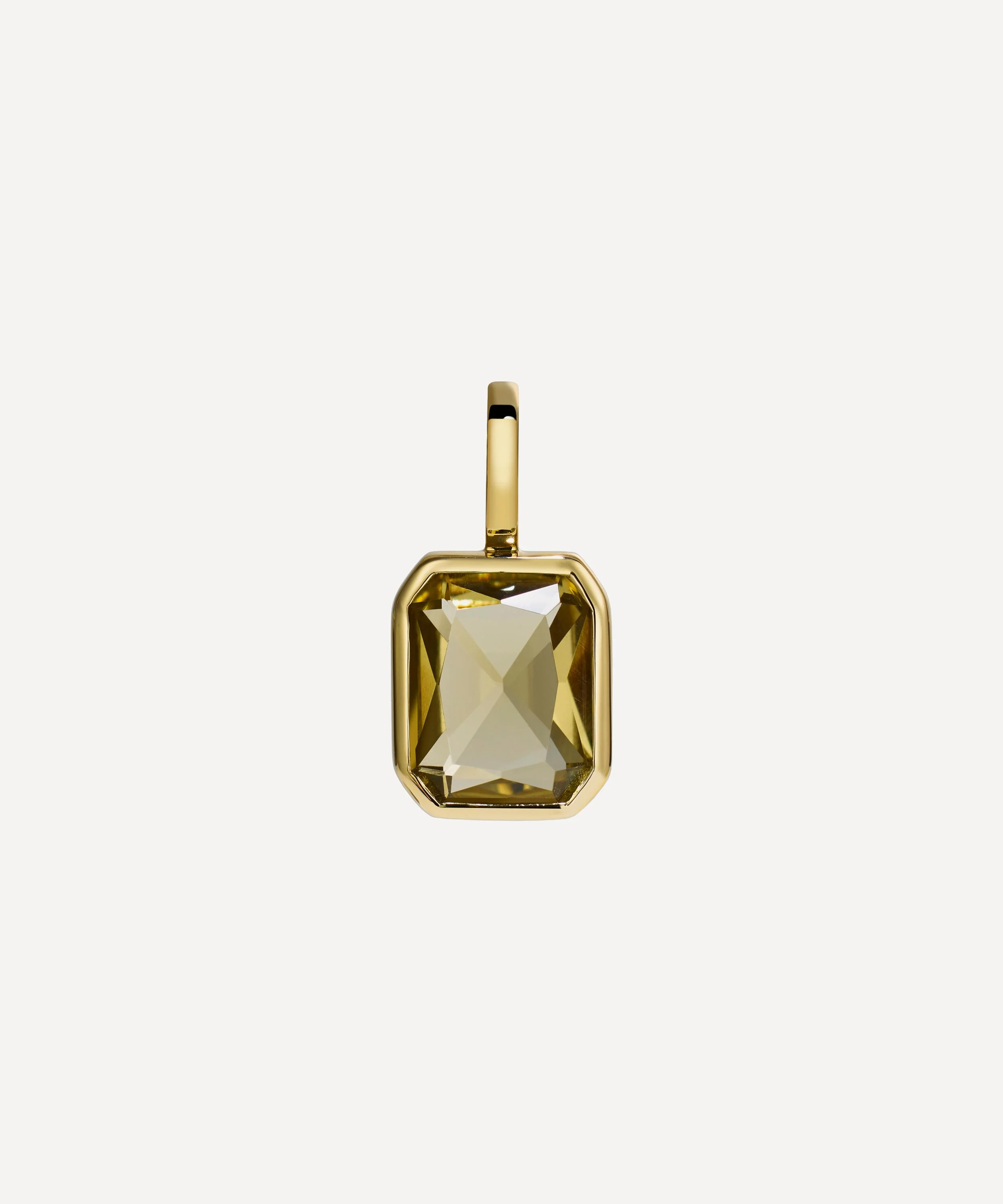 14ct Gold Lumen Octagon Champagne Quartz Pendant - 1