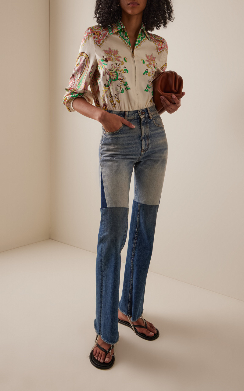 Etro Printed Silk-Blend Bomber Jacket multi outlook