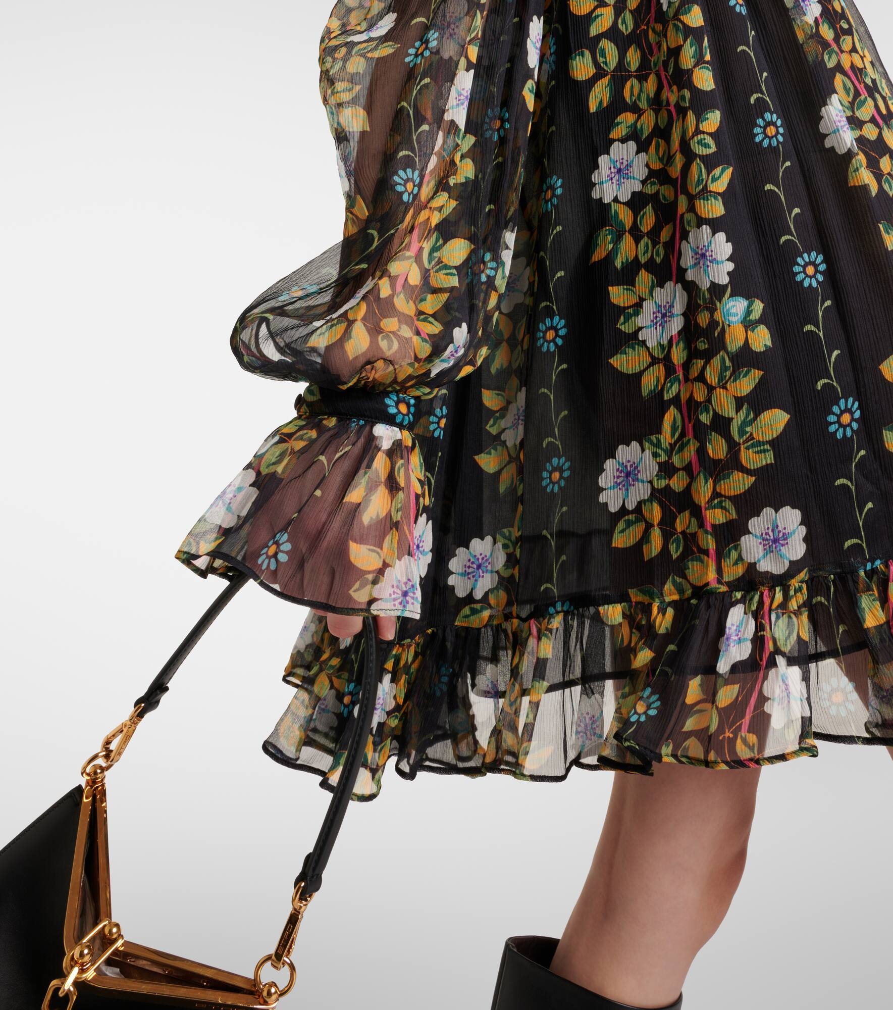 Floral silk crepon minidress - 5