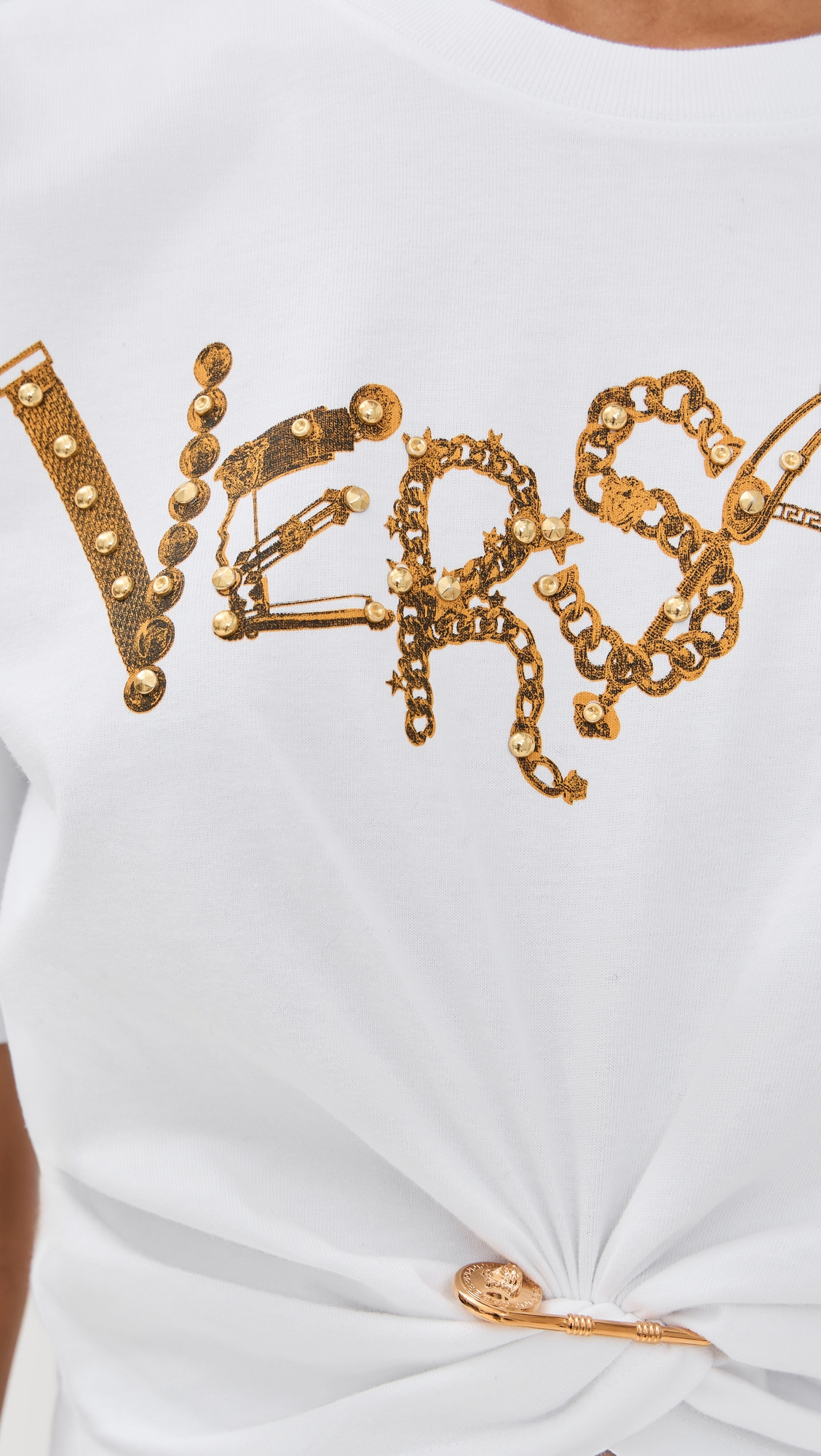 Chain Print with Studs Cotton Jersey Tee - 5
