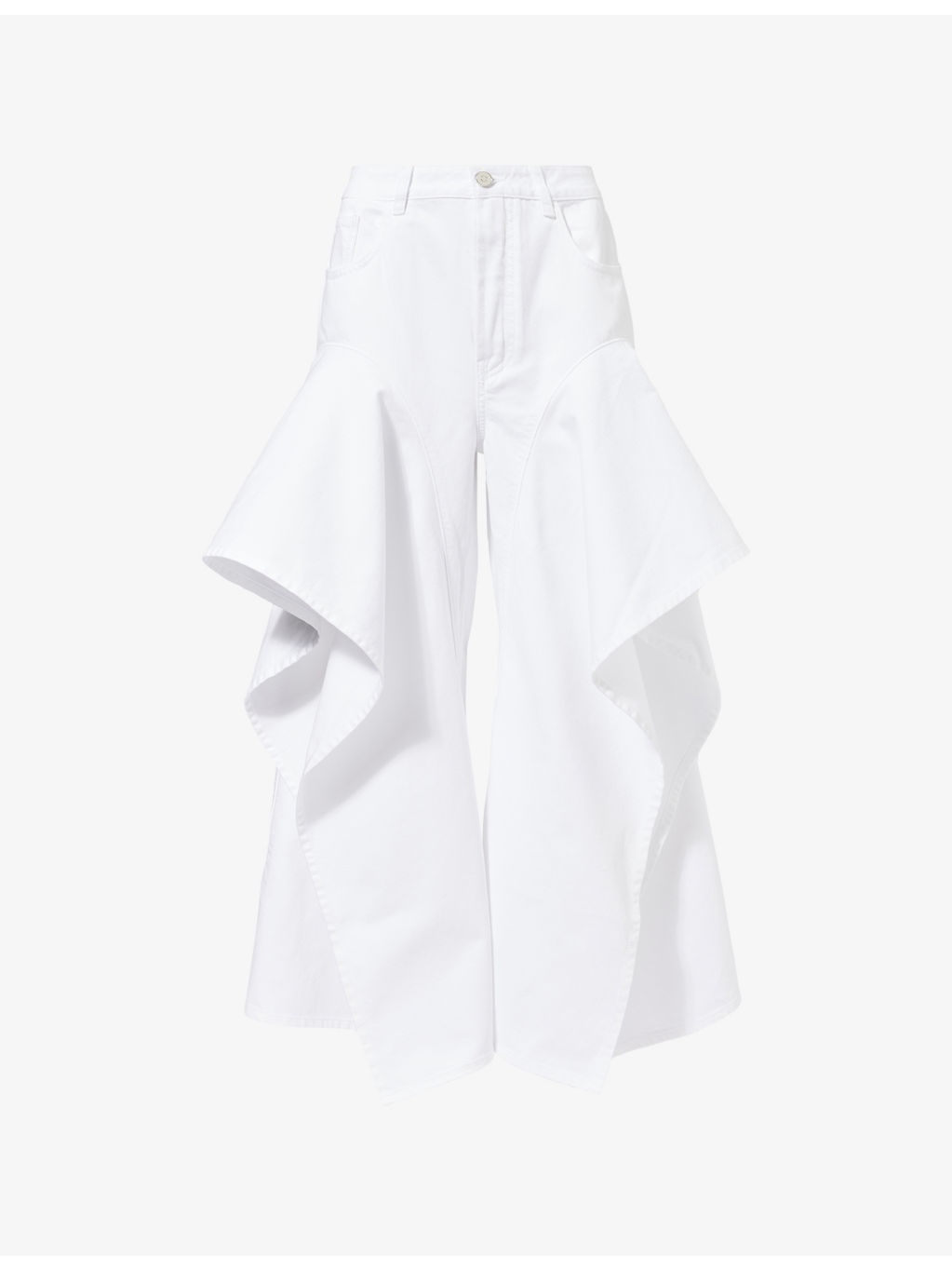 Ruffled Split Denim Jeans - 1