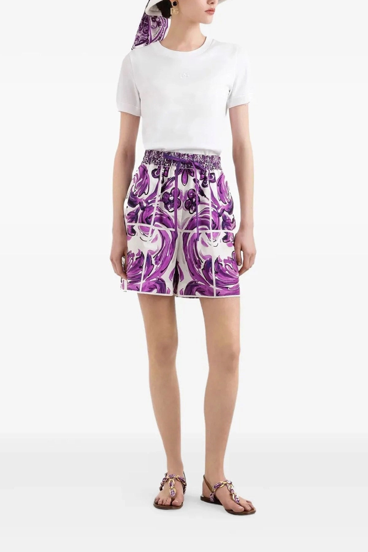 Dolce & Gabbana Women 'Maiolica' Print Cotton Shorts - 2