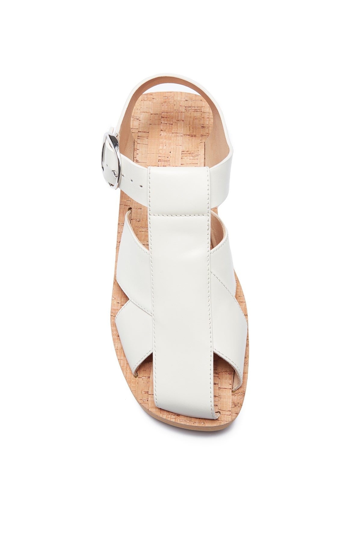 Horatio Flat Sandal in Cream Nappa Leather - 4