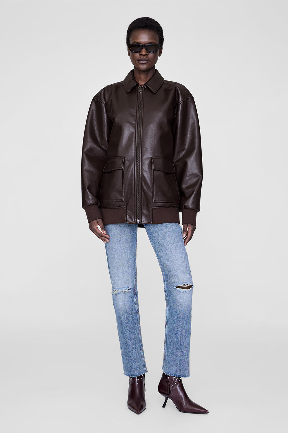 Kelanie Jacket - Deep Brown Recycled Leather - 5