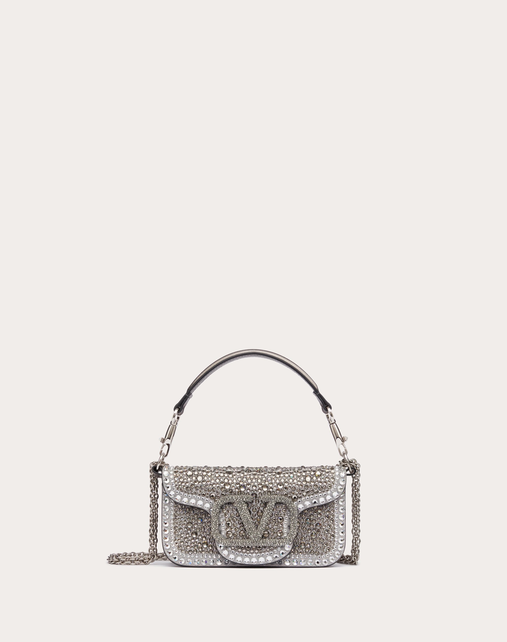 SMALL VALENTINO GARAVANI LOCÒ SHOULDER BAG WITH RHINESTONES - 1