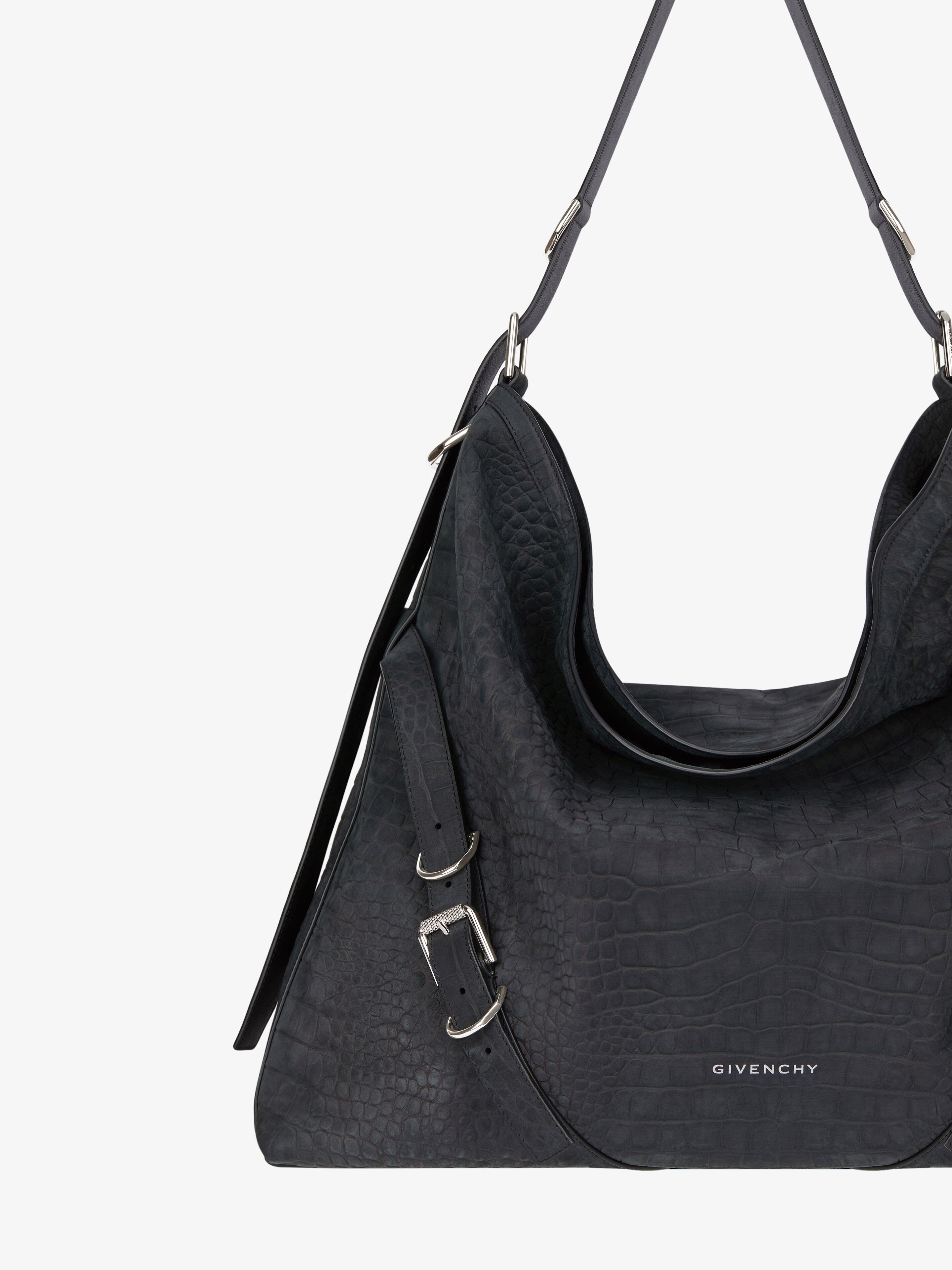 LARGE VOYOU BAG IN CROCODILE EFFECT SUEDE - 6