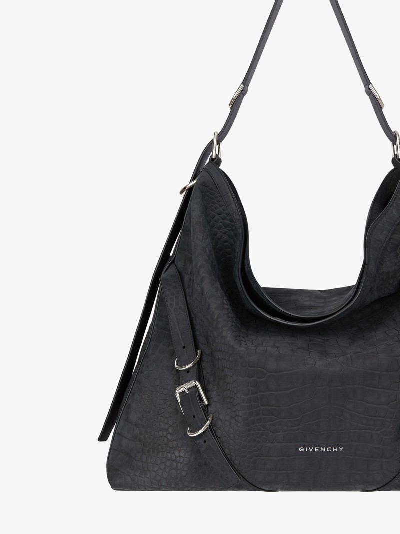 LARGE VOYOU BAG IN CROCODILE EFFECT SUEDE 6